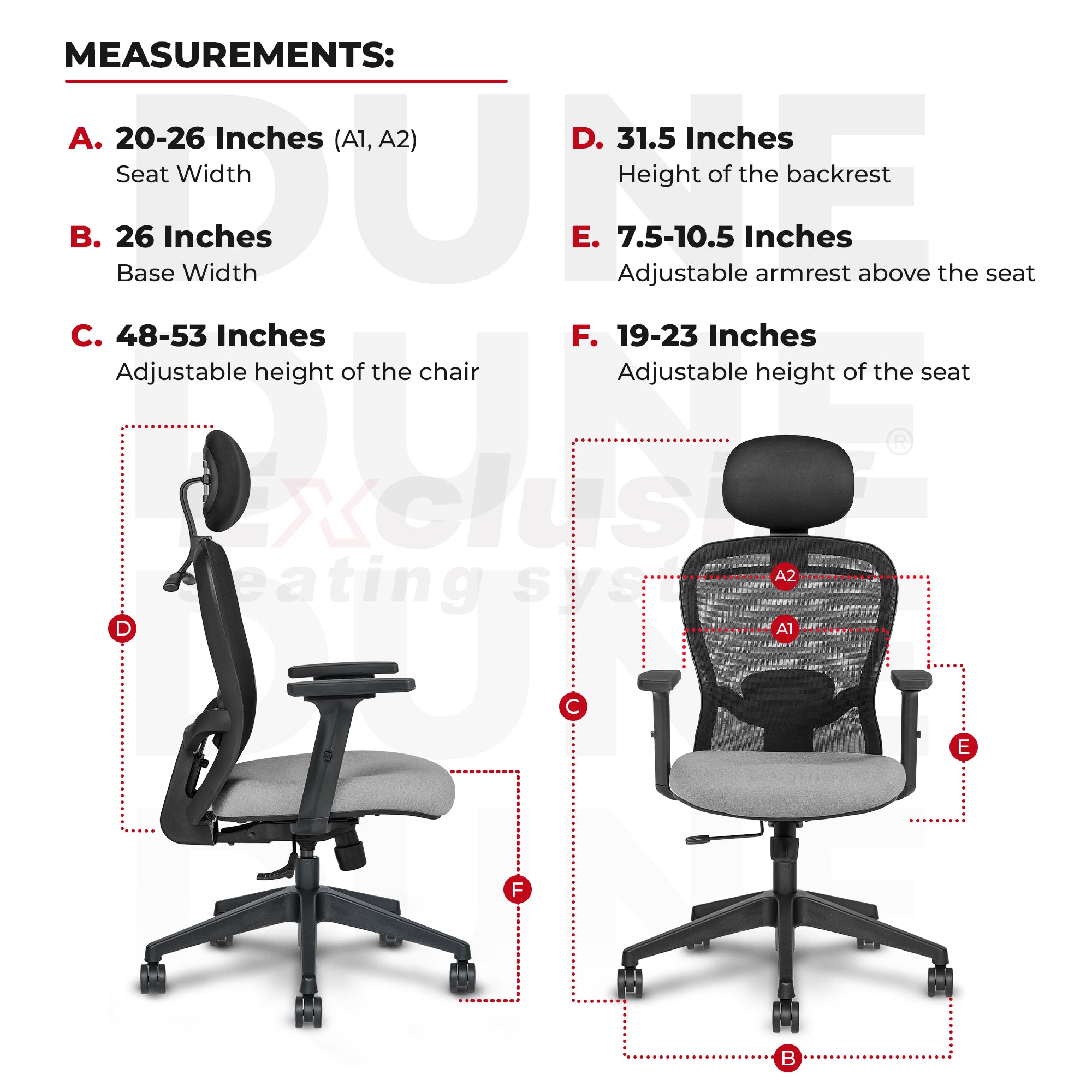 EXCLUSIFF Office Chair | 2 Years Warranty | Ergonomic Chair, Chair for Office Work at Home, Study Chair, Adjustable Height, High Back Office Chair, High Back Single Lock(Safari - Black & Grey, Nylon)